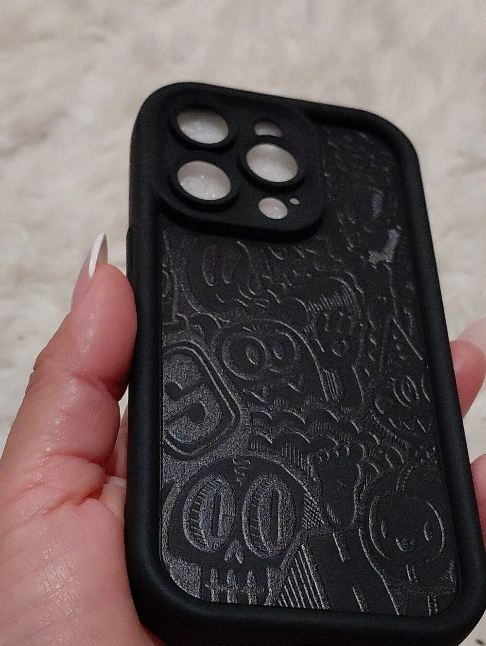 Iphone 14 Pro Case Black & Silver Patterned Phone Case - Unbranded